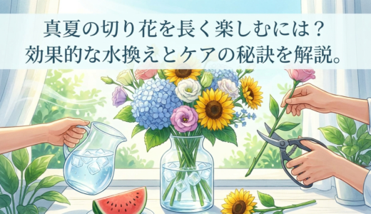 真夏の切り花を長く楽しむには？効果的な水換えとケアの秘訣を解説。